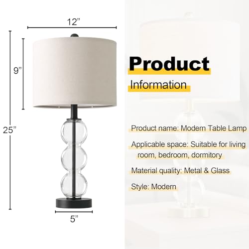 25" Glass Table Lamps Set of 2 (2 Count)