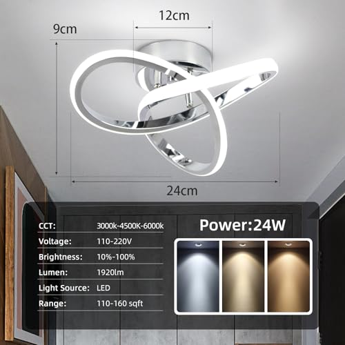 Hallway Light Acrylic Modern LED Ceiling Light Fixtures Cool White 6000K Close to Ceiling Lights for Bedroom