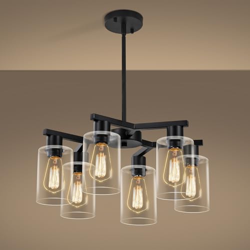 6 Light Modern Farmhouse Black Chandelier (6 Count)