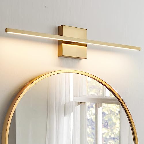 Gold Bathroom Light Fixtures Over Mirror 24 inch 18W LED Vanity Lights for Bathroom Modern Bath Sconces Wall Lighting 3500K Warm Light for Paintings