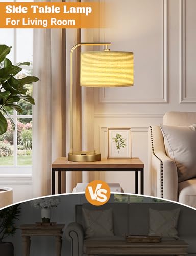 Gold Table Lamp with Weaving lampshade