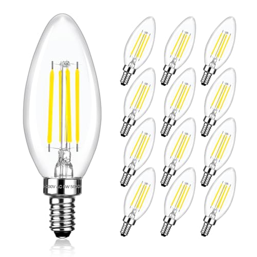 E12 Dimmable LED Candelabra Bulbs 60 Watt Equivalent (12 Count)