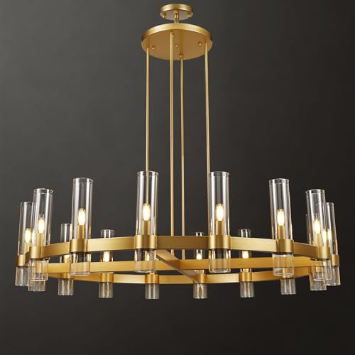 Modern 48" Gold Wagon Wheel Chandelier