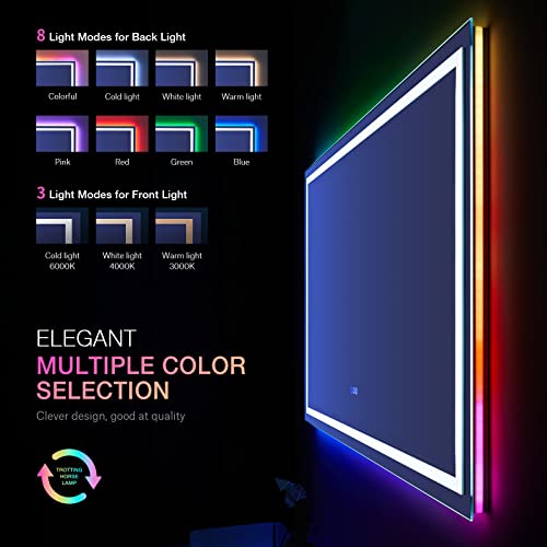 60"X30" RGB LED Bathroom Mirror with Lights