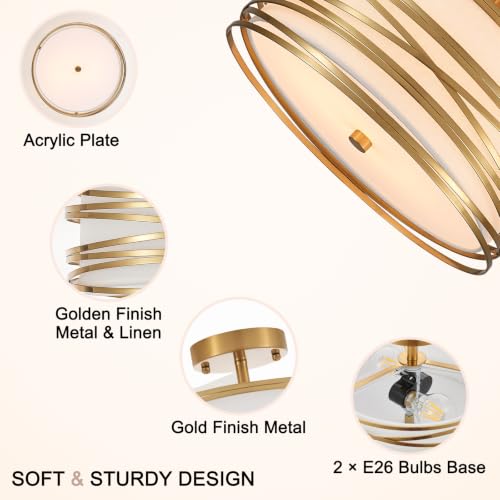 12.2" Gold Semi Flush Mount Ceiling Light
