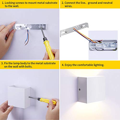 White Mini Metal 10W Warm White Hardwired Up Down LED Wall Sconce (2 Count)