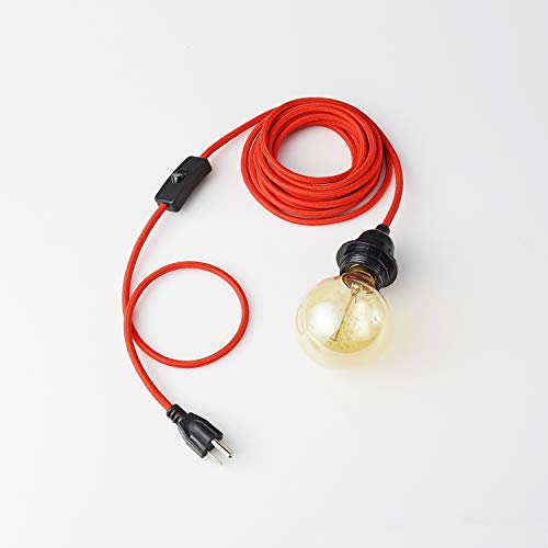 Red Plug in Swag Pendant Light Fixture