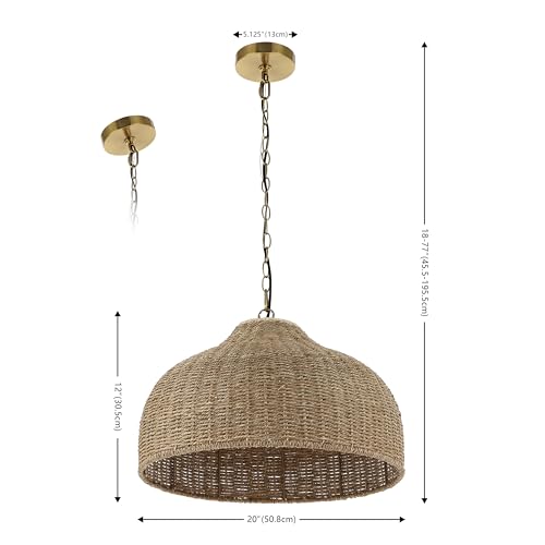 Eliza 1 Light Pendant Dome Rattan Metal 20"