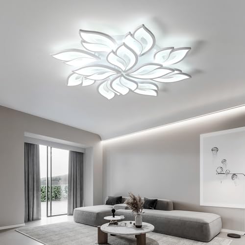 35.4" Flower Shaped Ceiling Light Dimmable Modern Ceiling Lamp Remote Control LED Lighting Fixture for Living Room Kitchen Dining Room
