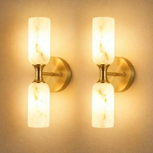 Alabaster Wall Sconces Set of 2