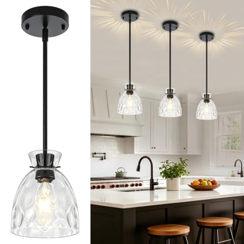 Modern Black Pendant Lights Kitchen Island 1 Pack Hanging Light 5.9"