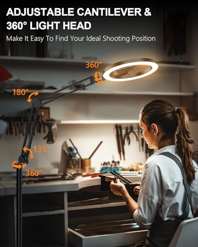 10" Ring Light Tripod for iPhone Overhead Phone Mount Holder