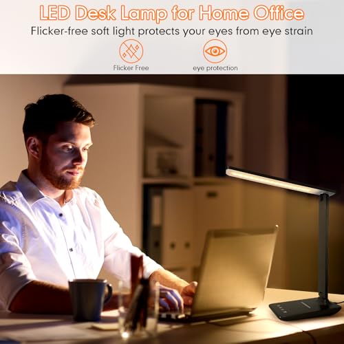 LED Desk Lamp with 15W Wireless Charger & USB Port
