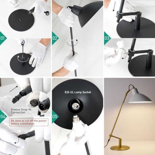 Desk Lamp Modern Industrial 100% Metal Adjustable Table Lamp 24"