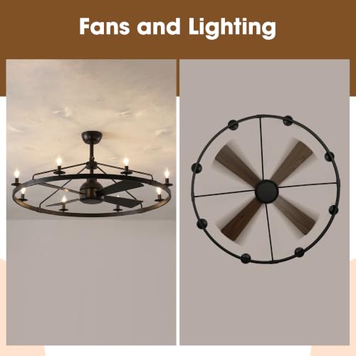 36" Wagon Wheel Ceiling Fan with Light