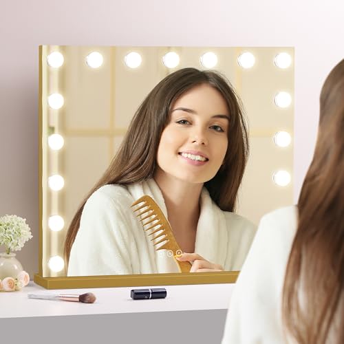 Vanity Mirror with Lights 23.6''x20.5'' Makeup Mirror with Lights Lighted Up Mirror with Dimmable Bulbs