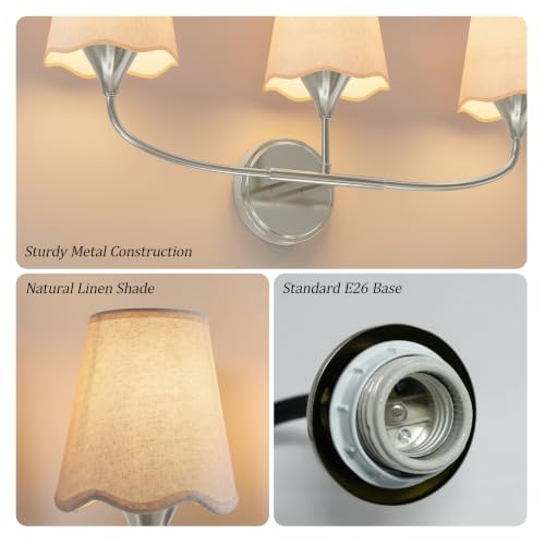 Brushed Nickel Bathroom Light Fixtures Over Mirror (Nickel / 3 Light)