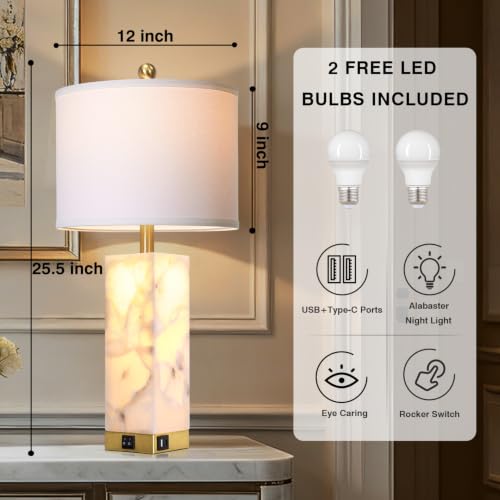 25.6'' Bedside Table Lamps for Bedroom Living Room (2 Count)