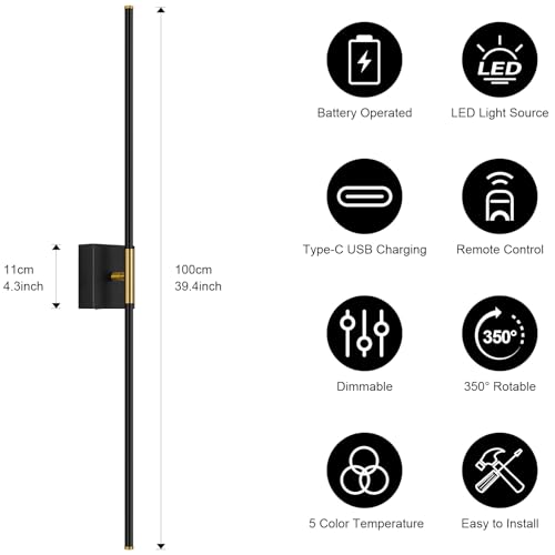 Battery Operated Wall Sconce Set of Two with Remote Control (2 Count)