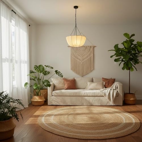 19.6in Lantern Fabric Pendant Light