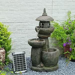 31.5" HZen Pagoda Outdoor Fountain Solar Powered