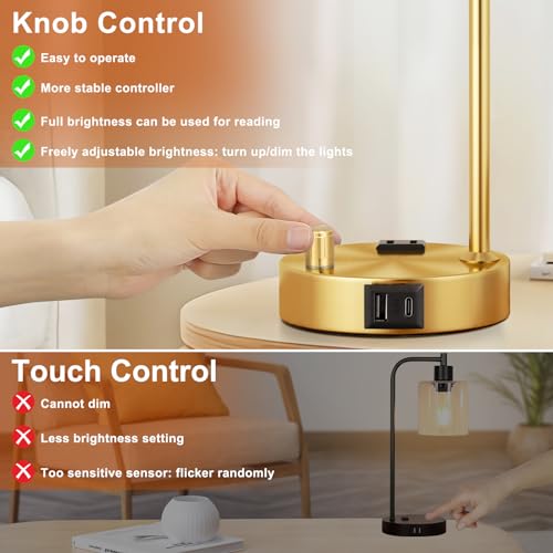 Industrial Table Lamp for Bedroom Set of 2 (2 Count)