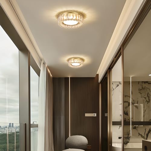 11 Inch Gold Luxury Crystal Flush Mount Ceiling Light Fixture