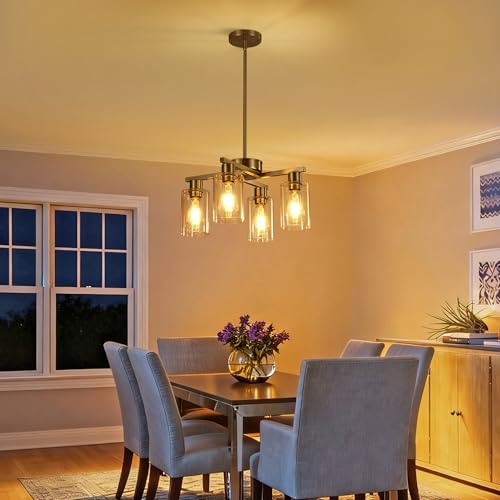 4 Light Modern Farmhouse Brushed Nickel Chandelier