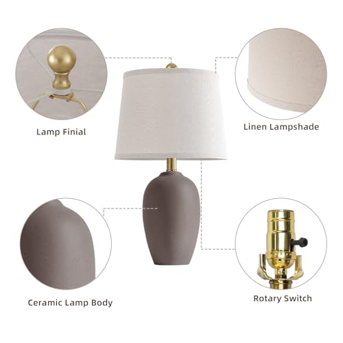 21'' Set of 2 Farmhouse Ceramic Small Table Lamps for Living Room Bedroom (2 Count)