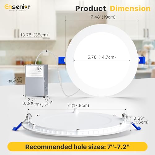 12 Pack 7 Inch LED Recessed Ceiling Light (12 Count)