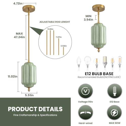 Vintage Green Glass Pendant Lights 3