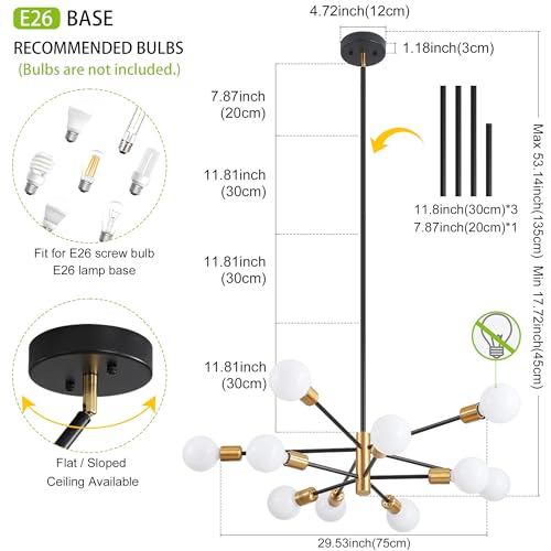 Chandeliers for Dining Room Black Gold 10