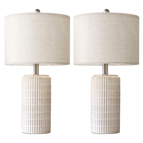 24" Modern Ceramic Table Lamps Set of 2 for Bedroom (2 Count)