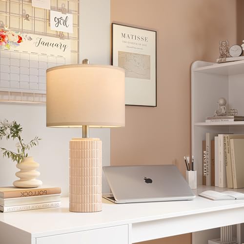 23" Pink Ceramic Table Lamps Set of 2