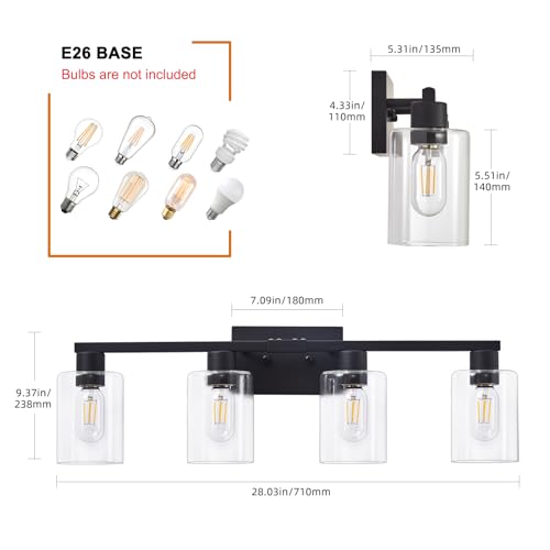 4 Light Bathroom Vanity Light Fixtures