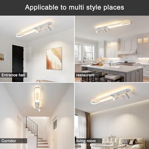 Modern LED Ceiling Light 39" Linear Ceiling Light with 2 Spotlight