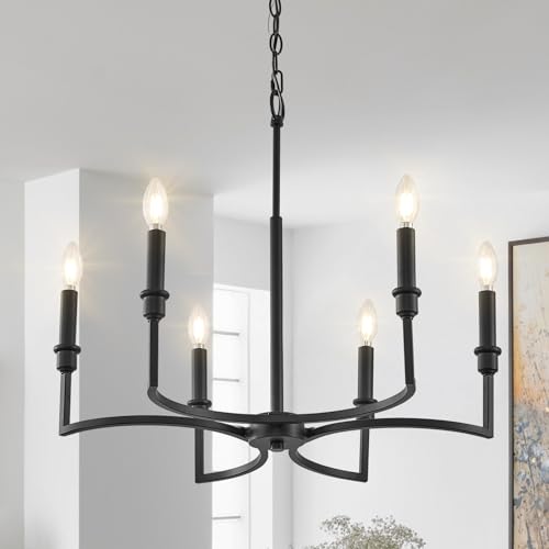 6 Light Candelabra Chandelier Dining Room Black Chandeliers 26in
