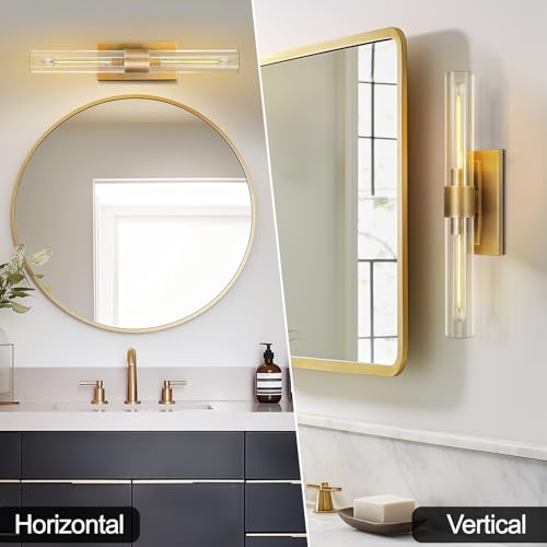 Modern Brass and Glass Wall Sconces (2 Count)
