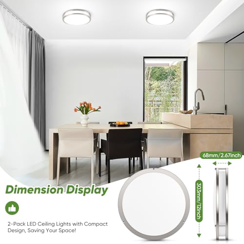 2 Pack 12 Inch Flush Mount LED Ceiling Lights (2 Count)