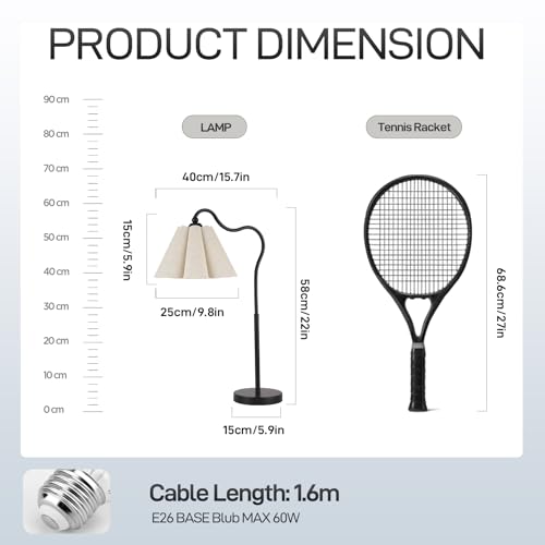 Table Lamp with Beige Pleated Linen Shade