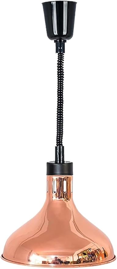 Commercial Buffet Copper Heat Lamp 250W - Adjustable Height 60-180cm (24-72in) - Retractable Hanging Food Warmer with UL Certified E26 Socket - for Restaurant, Catering, Kitchen - Bulb NOT Included