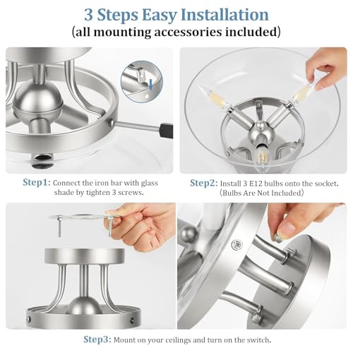 3 Light Semi Flush Mount Light Fixture