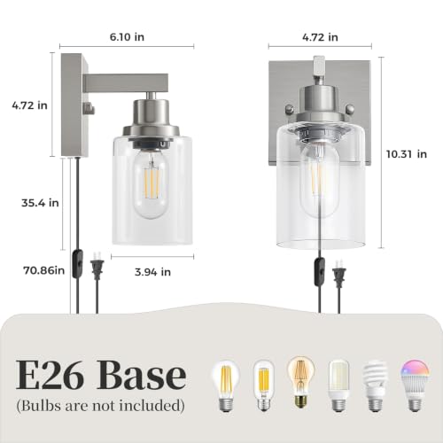 Plug in Wall Sconces Set of 2