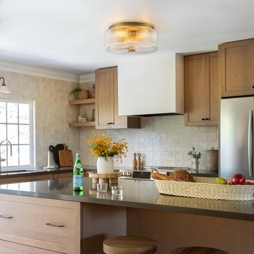 13.9 Inch Gold Flush Mount Ceiling Light