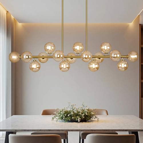 55" Long Brass Gold Chandeliers for Dining Room Kitchen Island