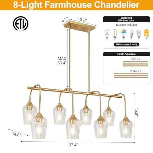 38" Gold Chandelier for Dining Room