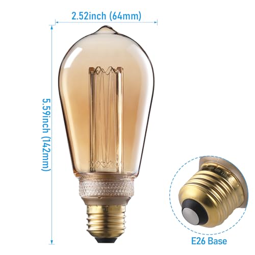 6 Pack LED ST64 Vintage Edison Bulbs (6 Count)