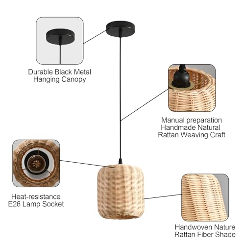 3 Pack Rattan Pendant Light (3 Count)