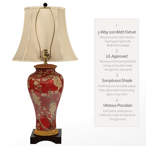 30" Glazed Sakura Blossom Vase Lamp