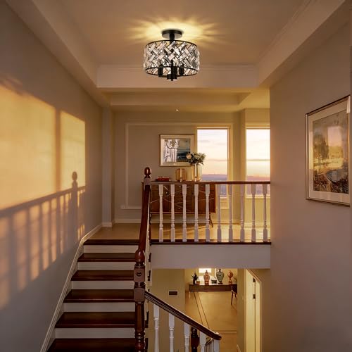 Black Crystal Ceiling Light